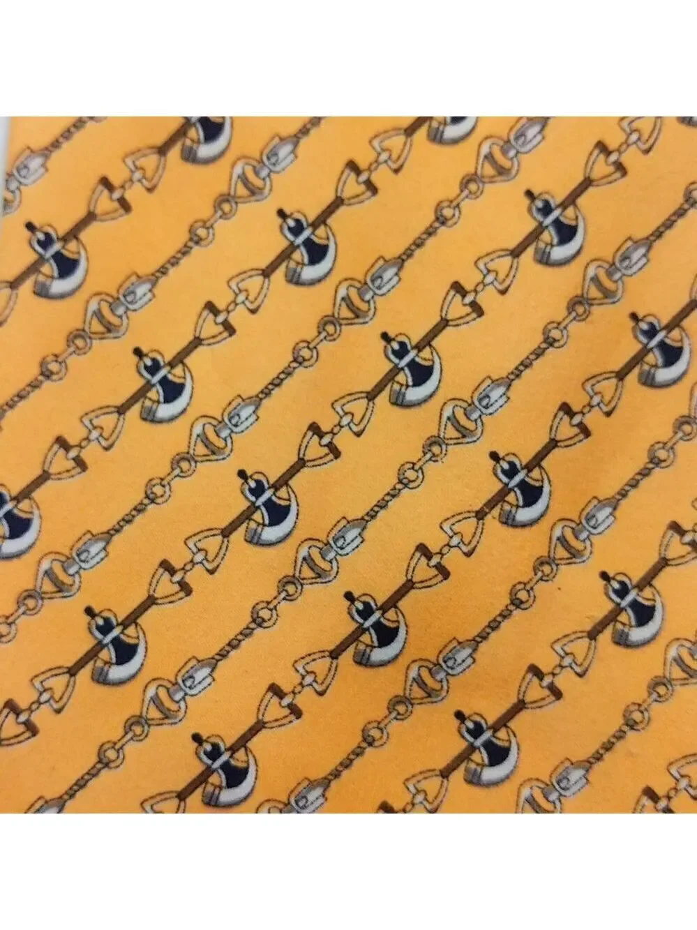 Kai Long Gold Chain Link Geometric Silk Necktie